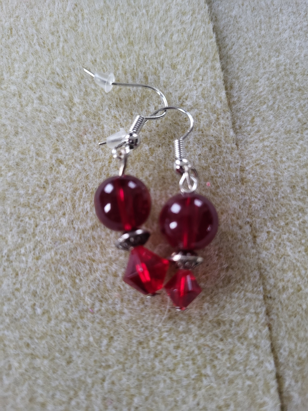 Red Crystal Bead Drop Earrings